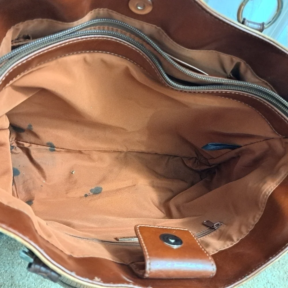 Giani Bernini Two Tone Genuine Leather Tote Bag